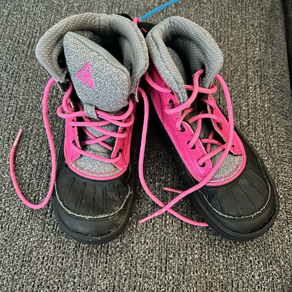 Nike Pink and Gray Kids Snow Boots